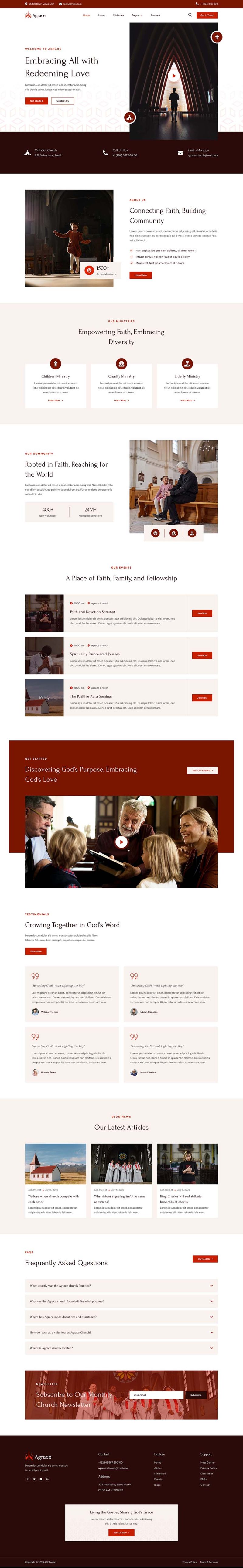 Home — Agrace - Modern Church Website Elementor Template