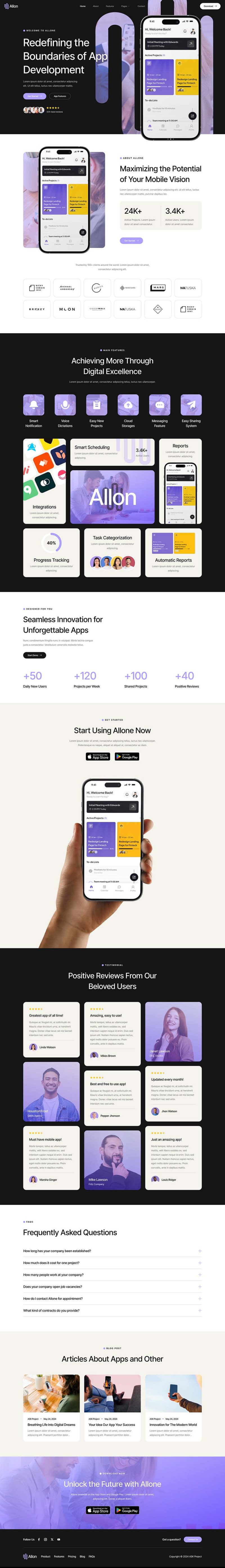 Home — Allon - Mobile App & Startup Showcase Elementor Template