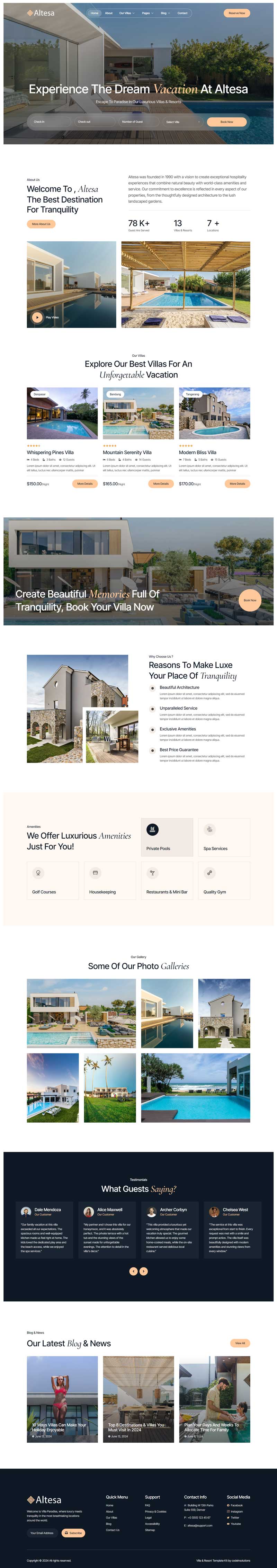 Home — Altesa - Villa & Resort Elementor Template