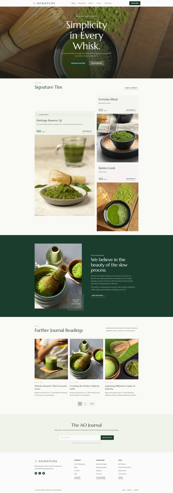 Home — AOMatcha - Food & Drink Elementor Template