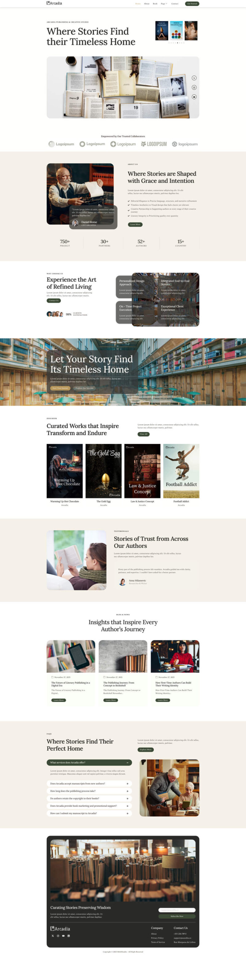 Home — Arcadia - Book Publisher & Author Elementor Template