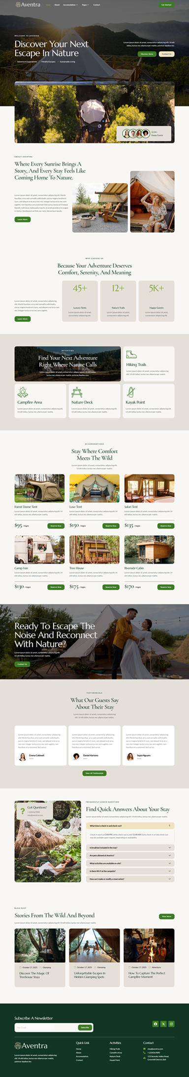Home — Aventra - Glamping & Adventure Elementor Template