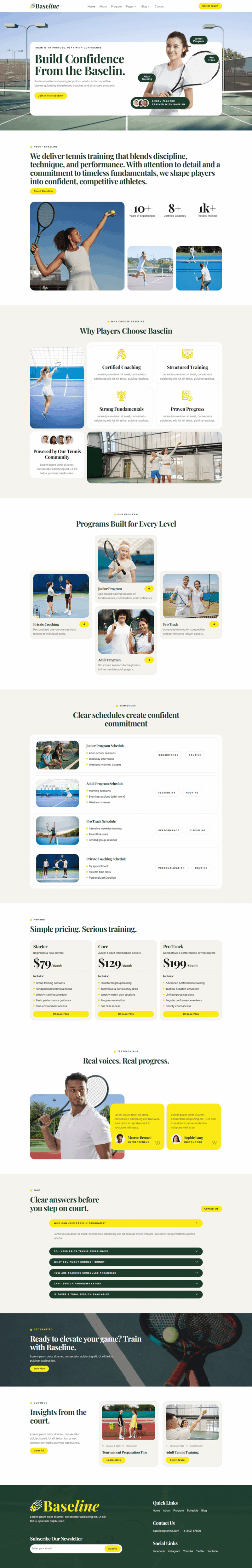 Home — Baseline - Tennis School & Sports Club Elementor Template