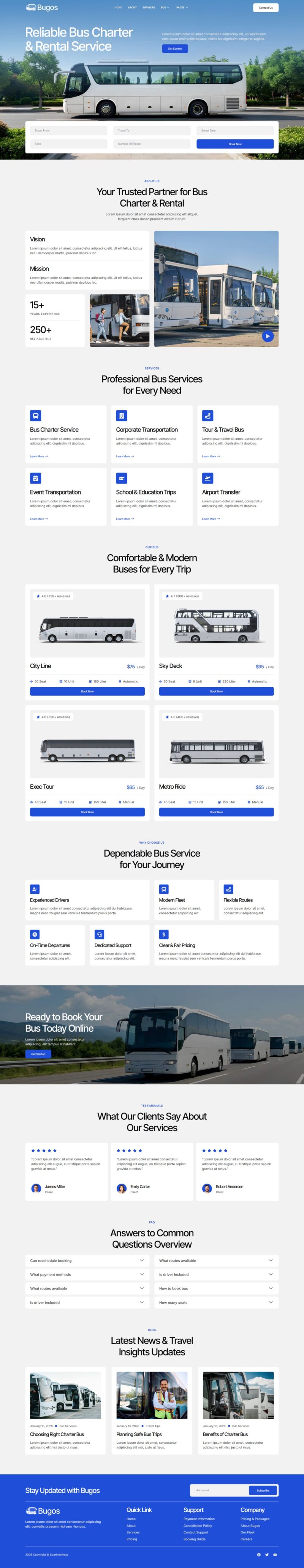 Home — Bugos - Bus Charter Service & Rental Elementor Template