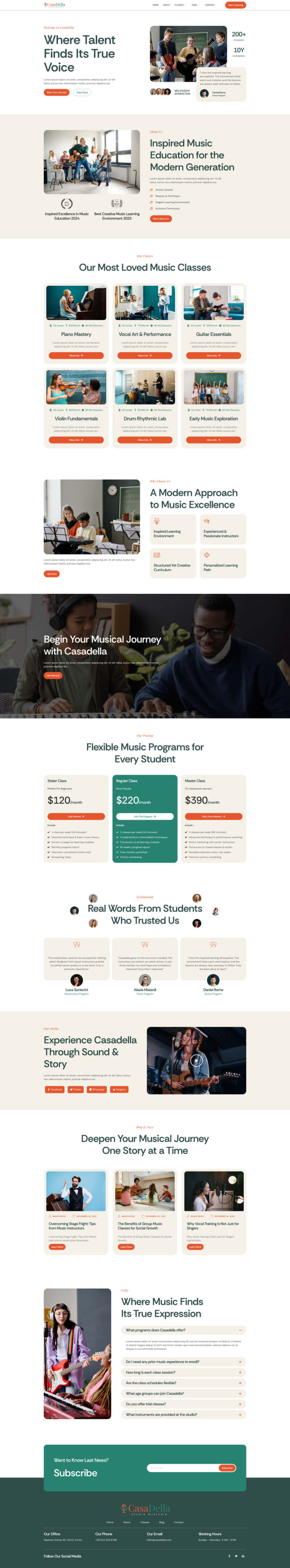 Home — CasaDella - Music School Elementor Template