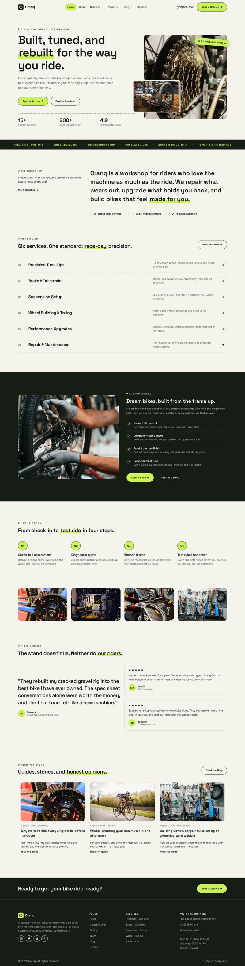 Home — Cranq - Bicycle Repair & Customization Elementor Template