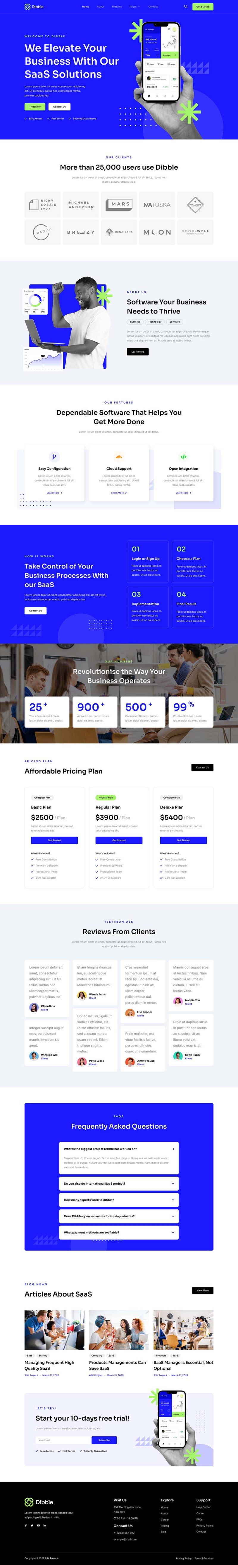 Home — Dibble - SaaS & Tech Startup Elementor Template