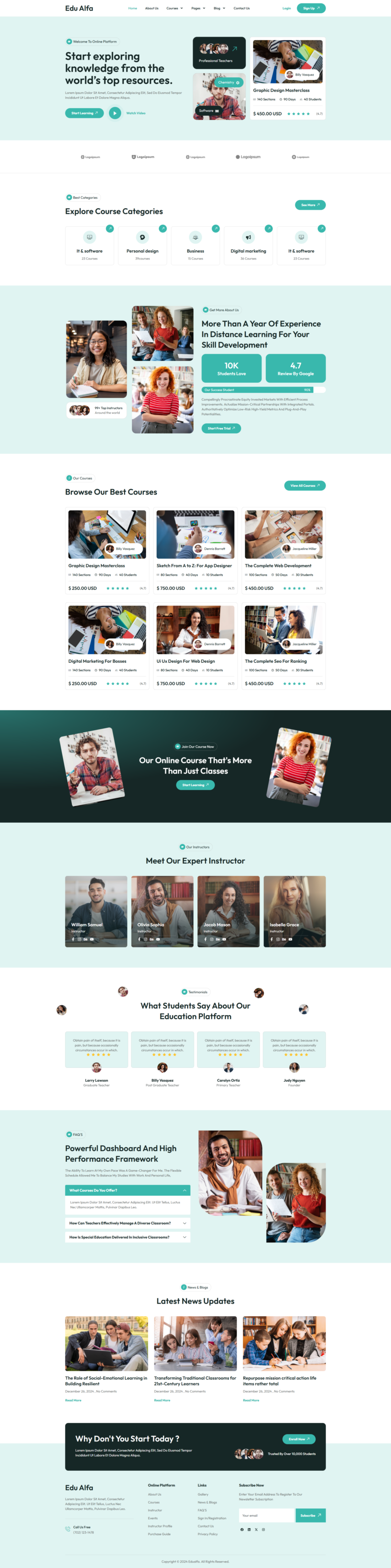 Home — EduAlfa - Education & Online Course Elementor Pro Elementor Template