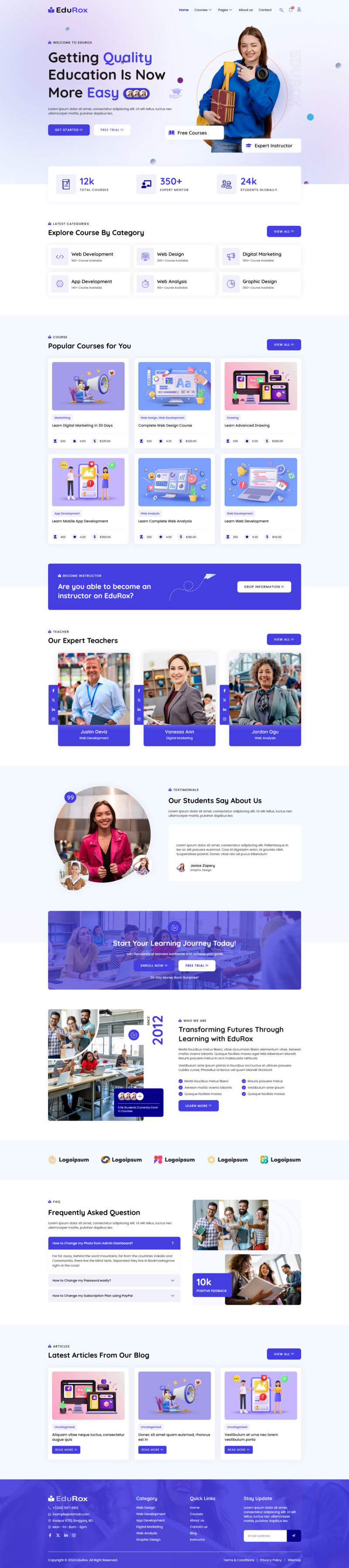 Home — EduRox - Online Course & Education Elementor Pro Elementor Template