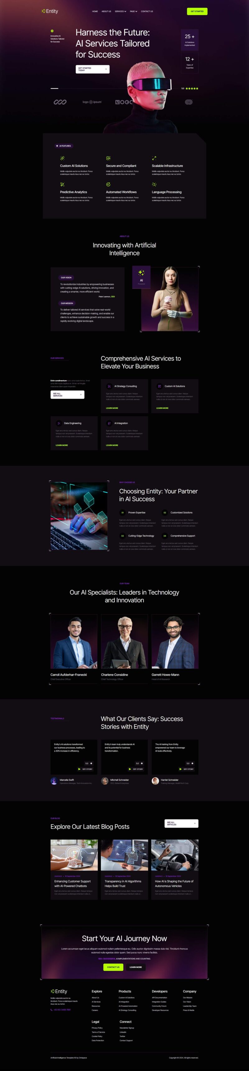 Home — Entity - Artificial Intelligence Services Elementor Template