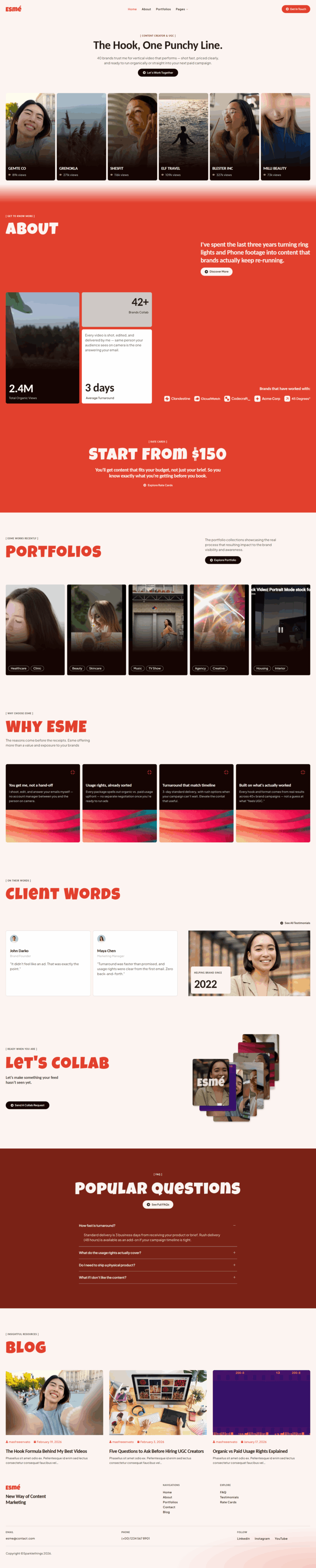 Home — Esme - Content Creator & UGC Elementor Template