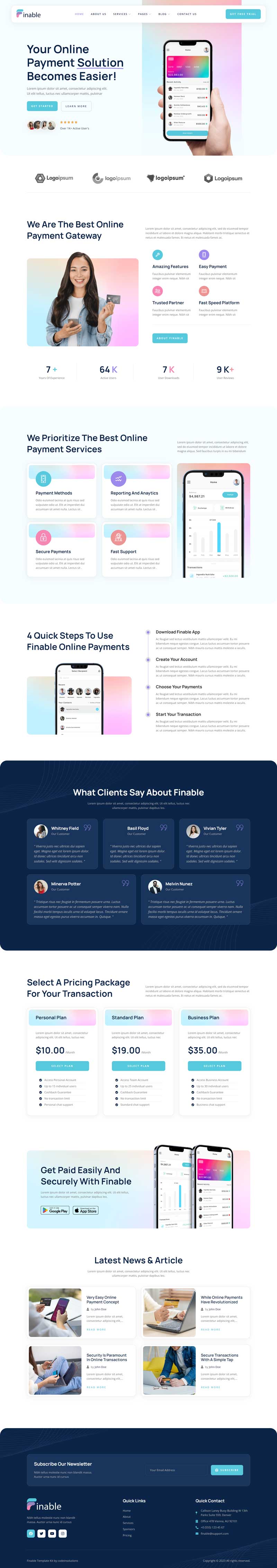Home — Finable - Online Payment Gateway & Fintech Elementor Template
