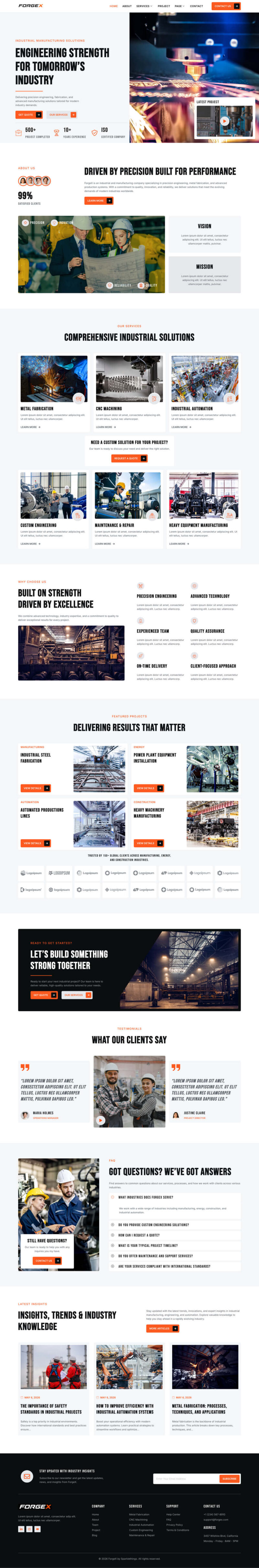 Home — ForgeX - Industrial & Manufacturing Elementor Template