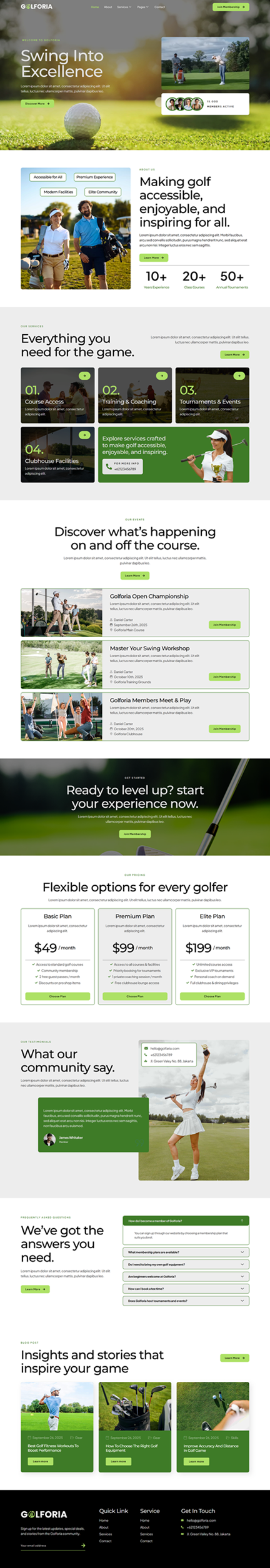 Home — Golforia - Golf Club & Course Elementor Template