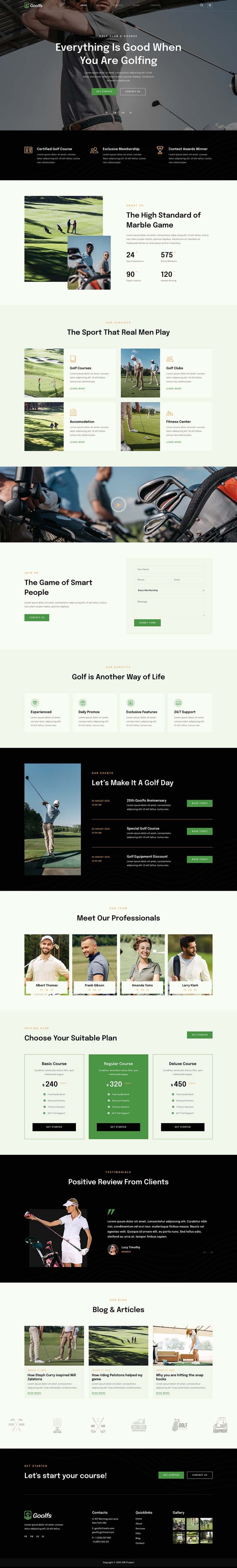 Home — Goolfs - Golf Course & Club Elementor Template