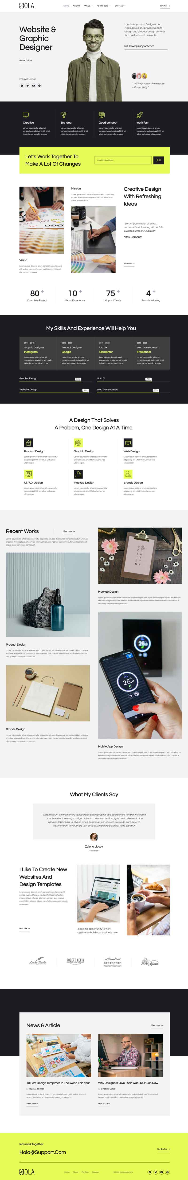 Home — Hola - Personal Portfolio Elementor Template