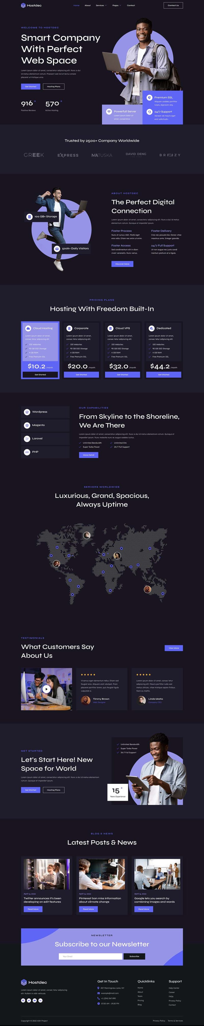 Home — Hostdec - Website Hosting Services Elementor Template