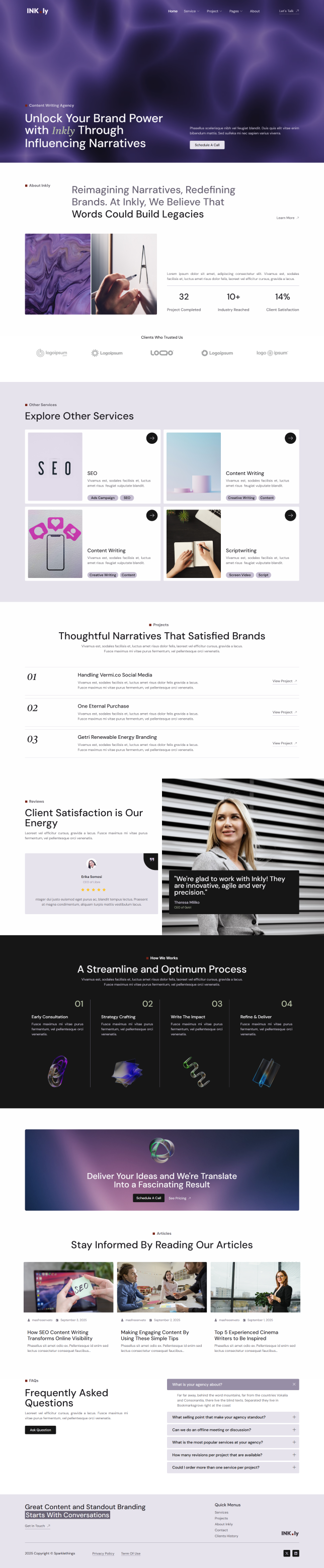 Home — Inkly - Content Writing Service Agency Elementor Template
