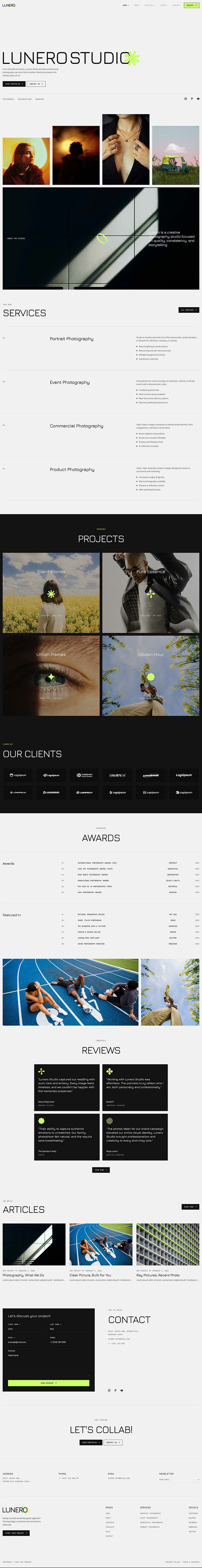 Home 01 — Lunero - Photography Studio & Portfolio Elementor Template