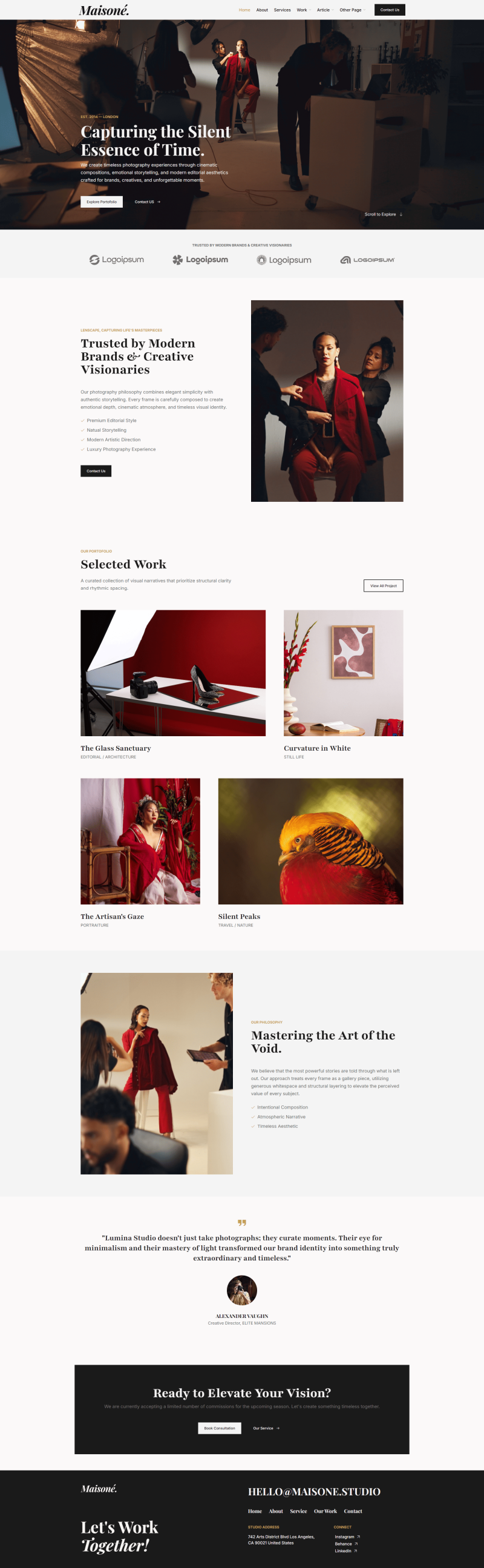 Home — Maisone - Photography Elementor Template