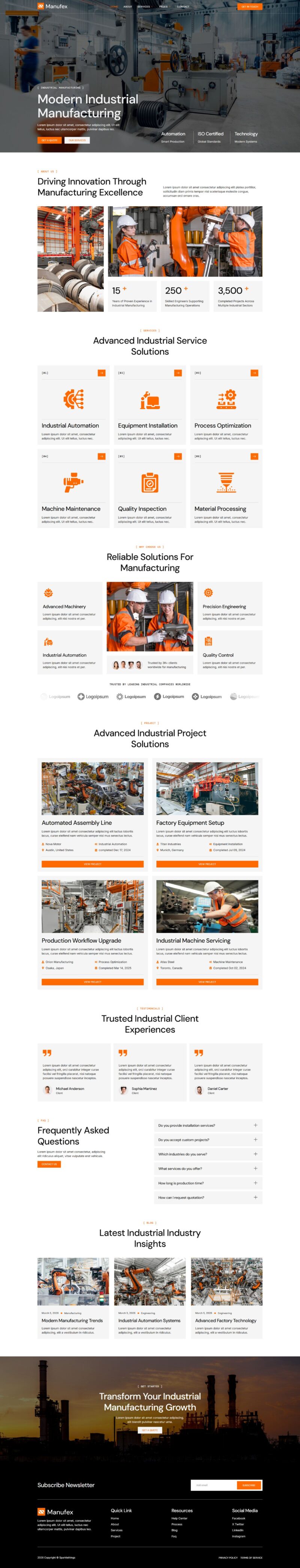 Home — Manufex - Industrial & Manufacturing Elementor Template