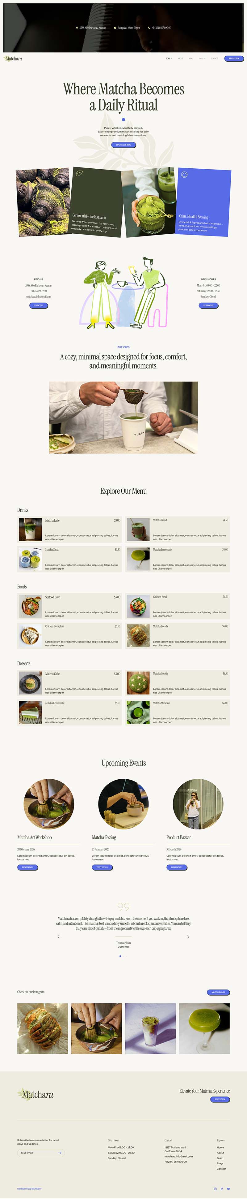 Home 1 — Matchara - Matcha Cafe Elementor Template