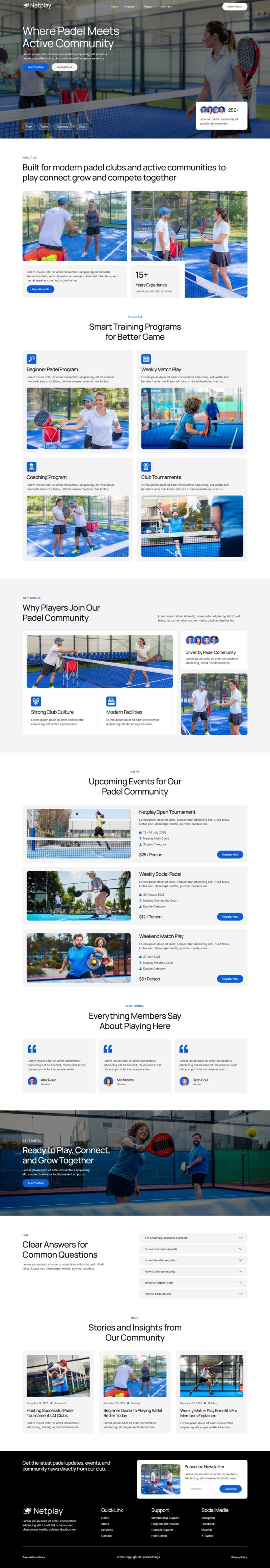 Home — Netplay - Padel Club & Community Elementor Template