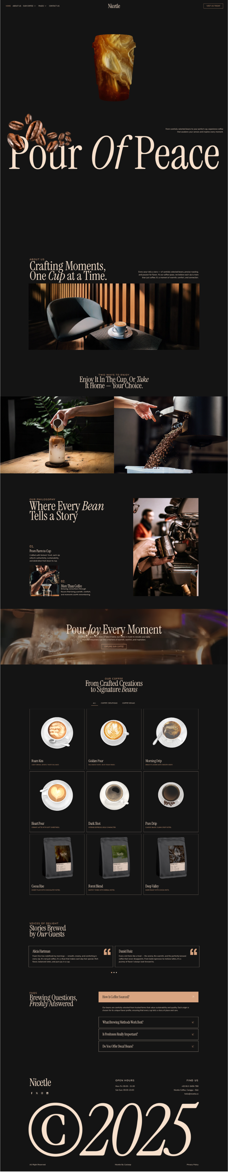 Home — Nicetle - Modern Elegant Coffee Shop & Roastery Elementor Template