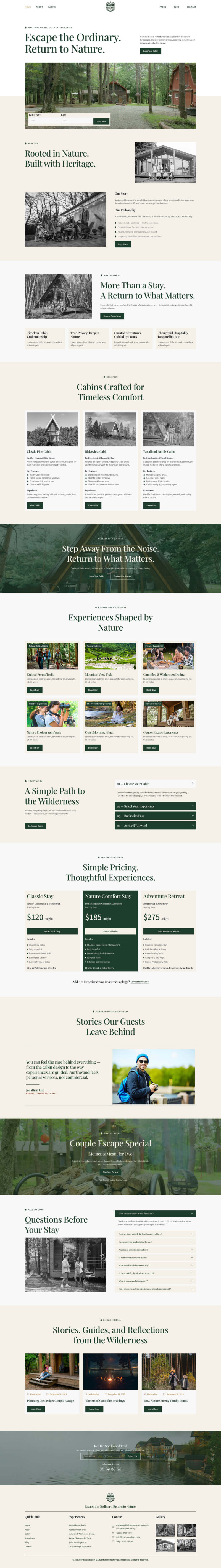 Home — Northwood - Eco-Friendly Cabin Rental Adventure Elementor Template