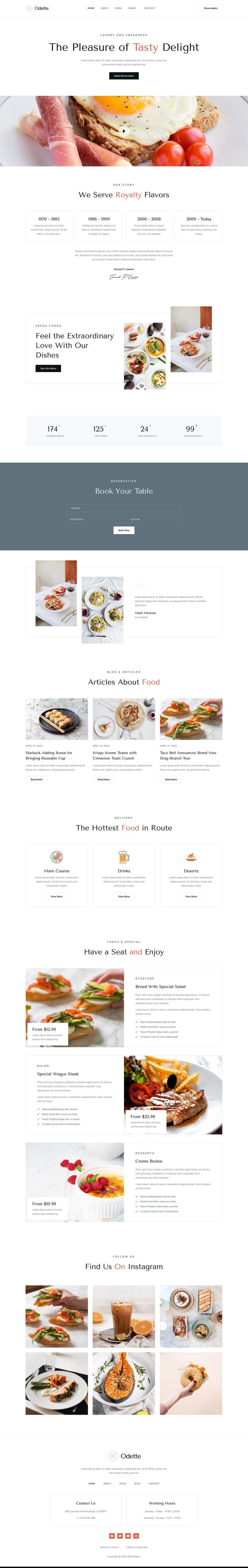 Home — Odette - Restaurant Elementor Template