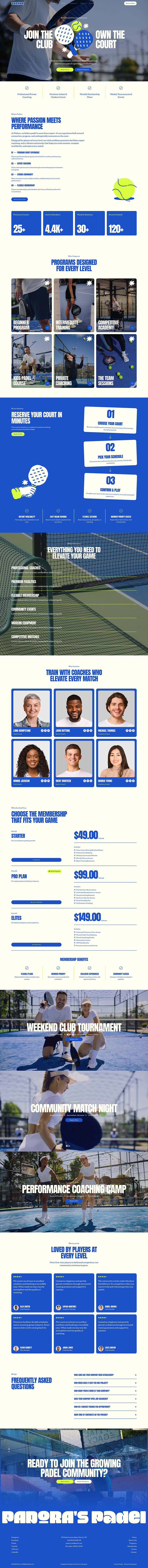 Home — Padora — Padel Club & Academy Elementor Template
