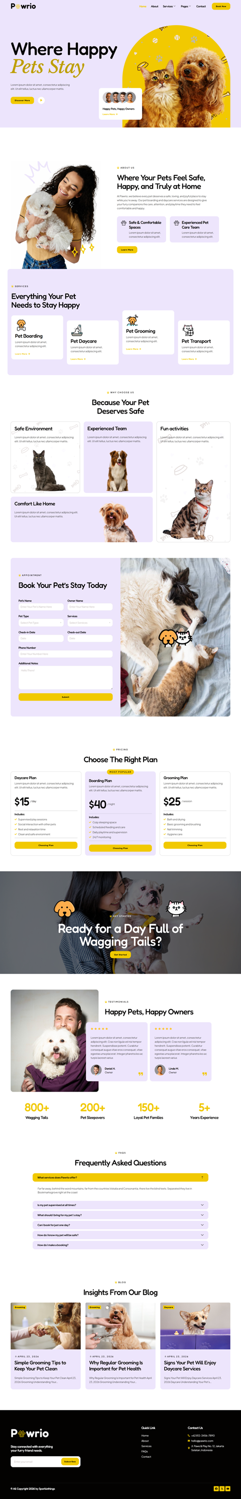 Home — Pawrio - Pet Boarding & Daycare Elementor Template