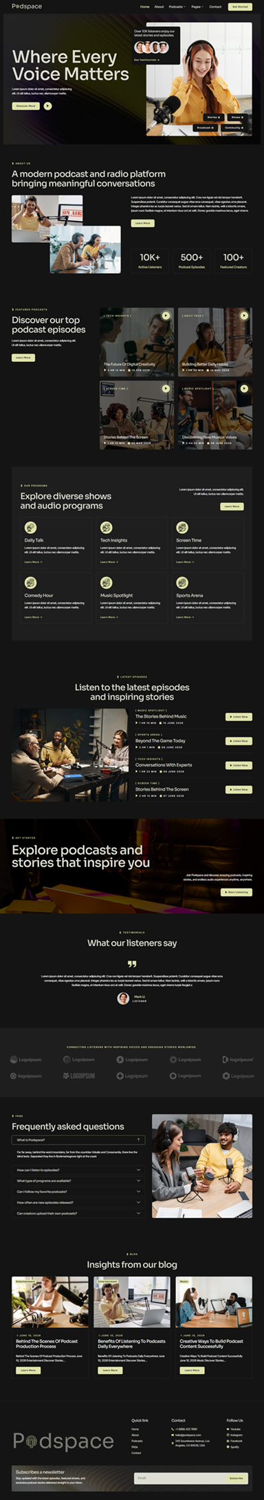Home — Podspace - Radio & Podcast Station Elementor Template