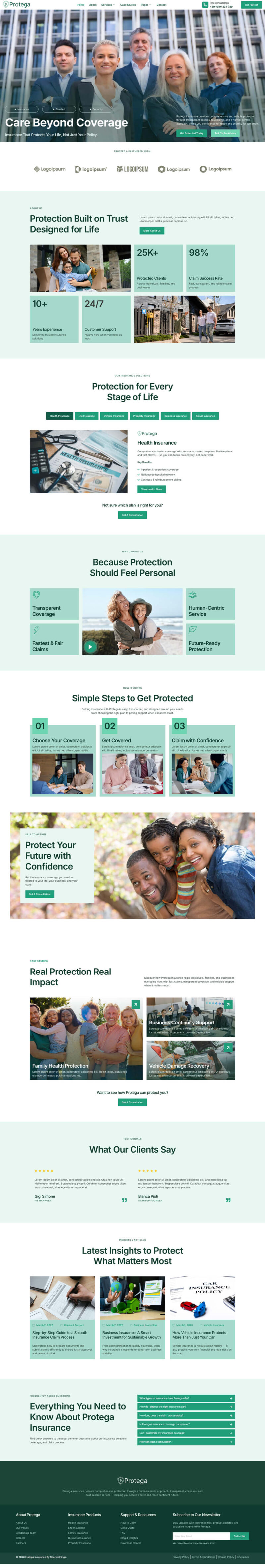 Home — Protega - Insurance Company Elementor Template