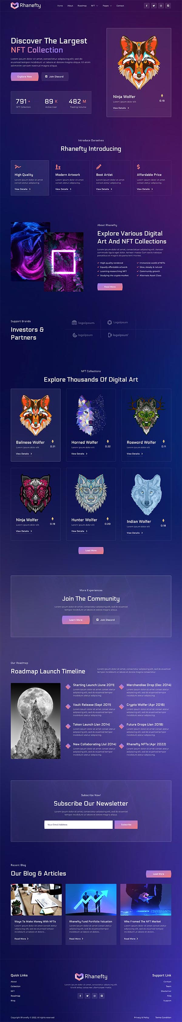 Home — Rhanefty - NFT Portfolio Elementor Template