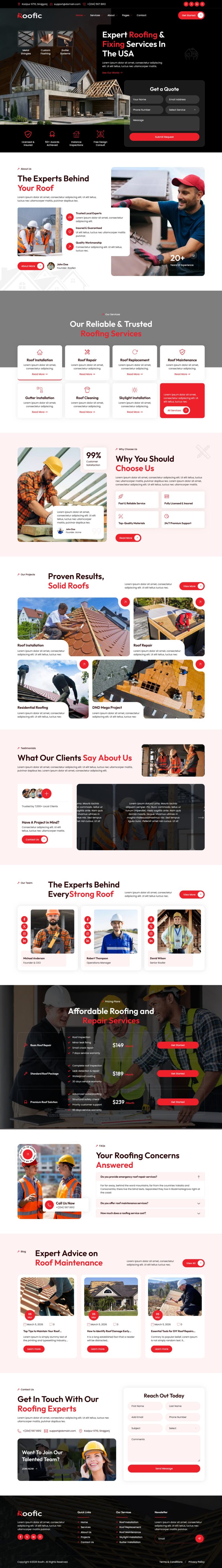 Home 01 — Roofic - Roofing Services Elementor Template