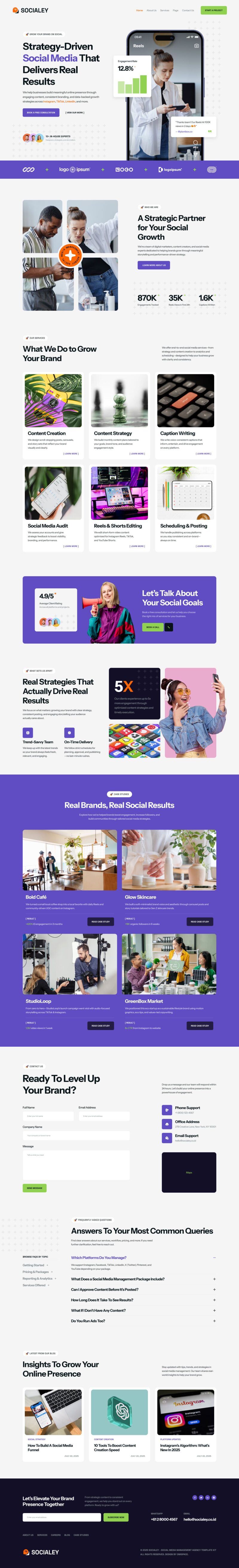 Home — Socialey - Social Media Management Agency Elementor Template