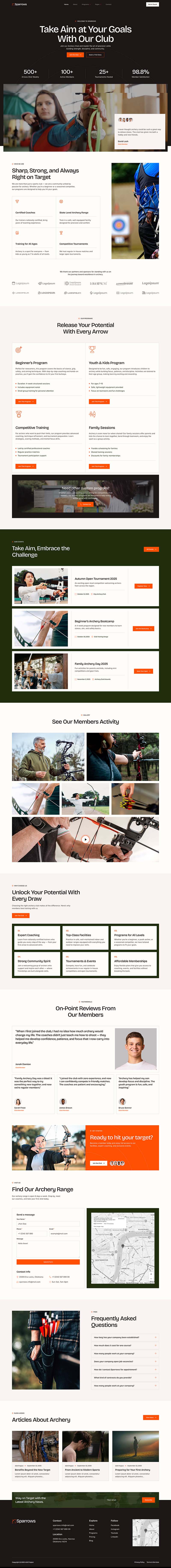 Home — Sparrows - Archery Club & Courses Elementor Template