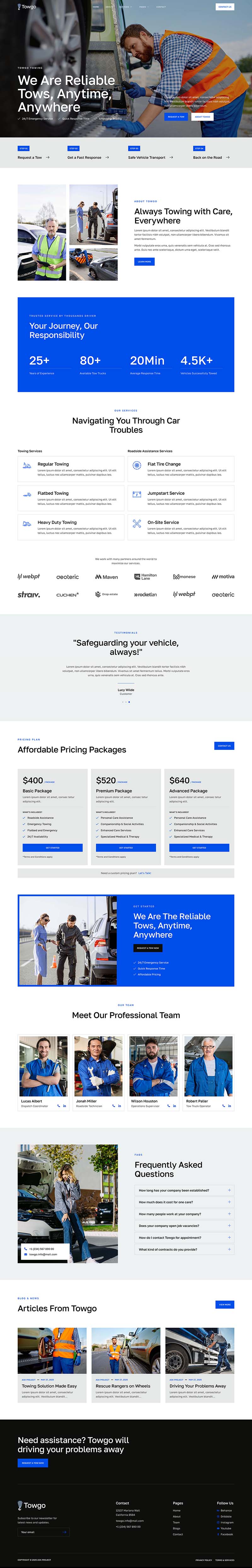 Home — Towgo - Emergency Towing Service Elementor Template