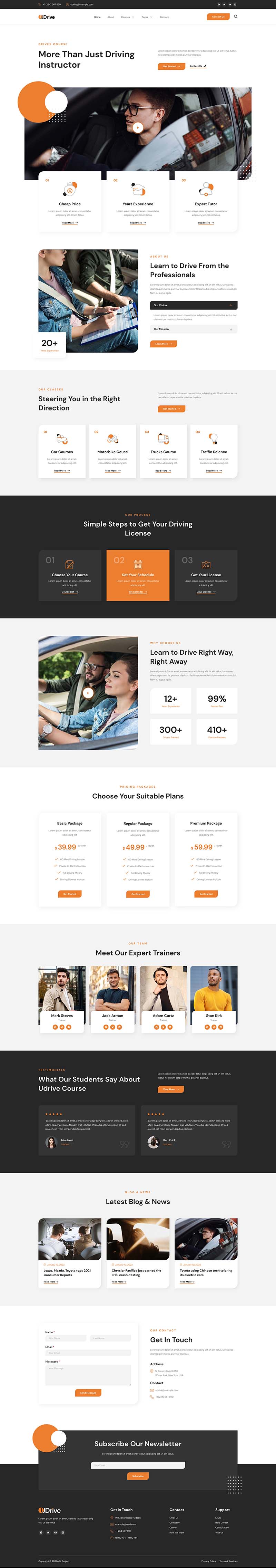 Home — Udrive - Driving School Elementor Template
