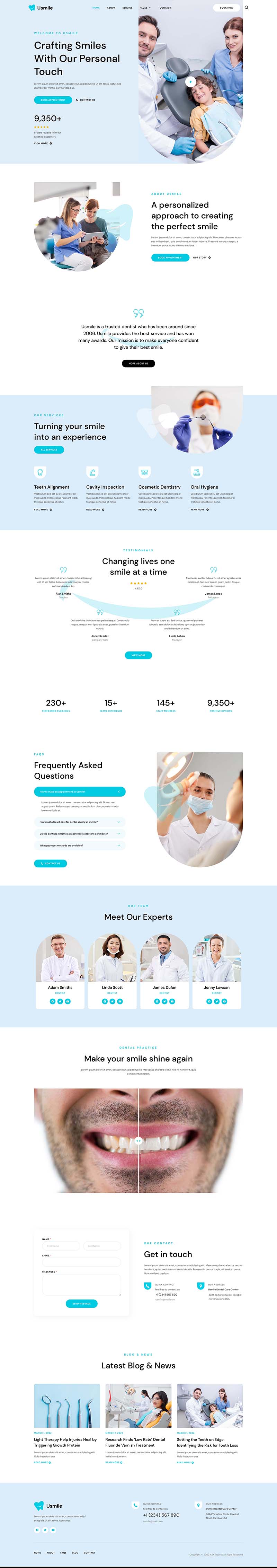Home — Usmile - Dental Clinic & Dentist Elementor Template