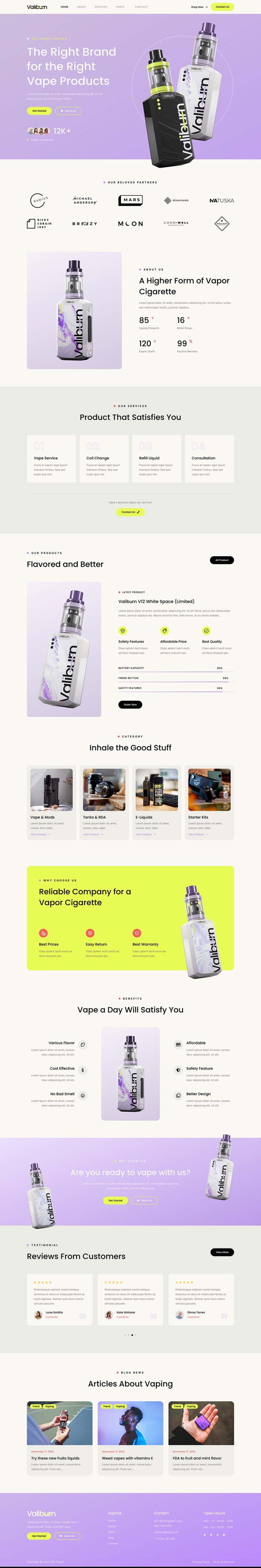 Home — Valiburn - Vape & E-Cigarettes Store Elementor Template