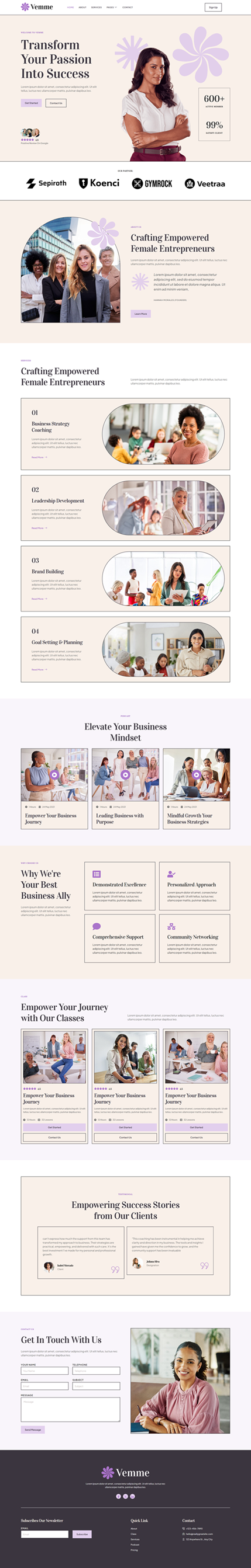 Home — Vemme - Feminine Business Coaching Elementor Template