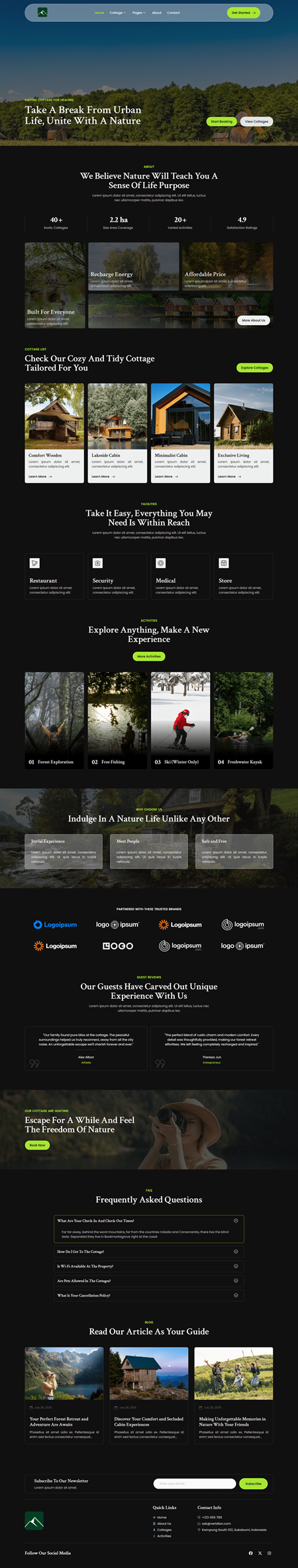 Homepage — Veridian - Nature Cottage Elementor Template