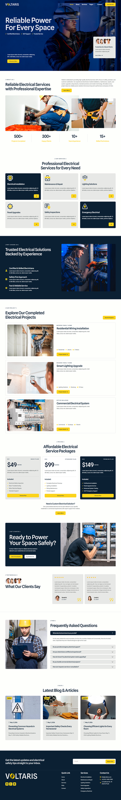 Home — Voltaris - Electrician & Electrical Services Elementor Template
