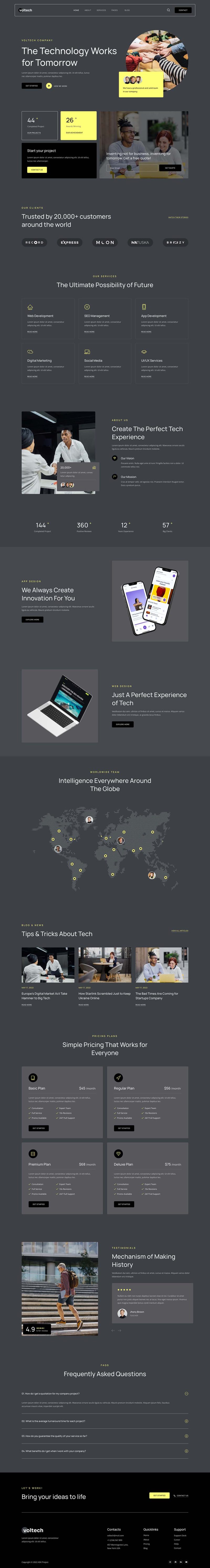 Home — Voltech - Tech & Digital Startup Company Elementor Template