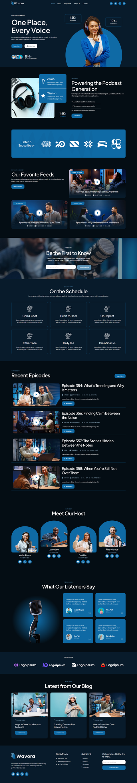 Home — Wavora - Podcast & Radio Streaming Elementor Template