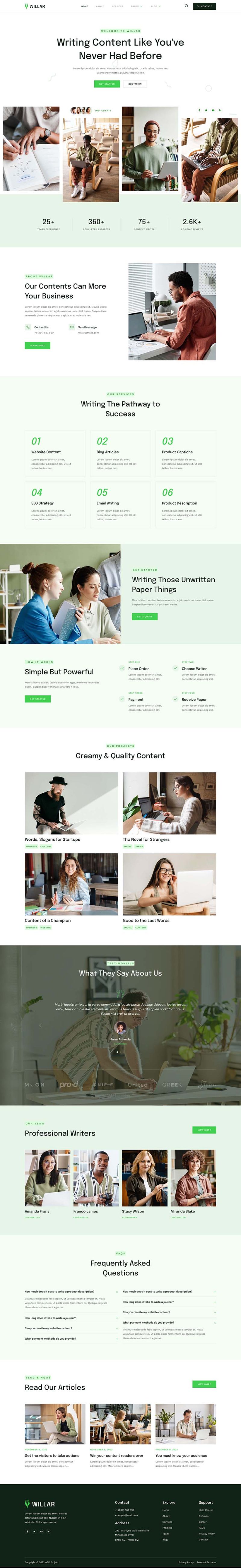 Home — Willar - Content Copywriting Services Elementor Template