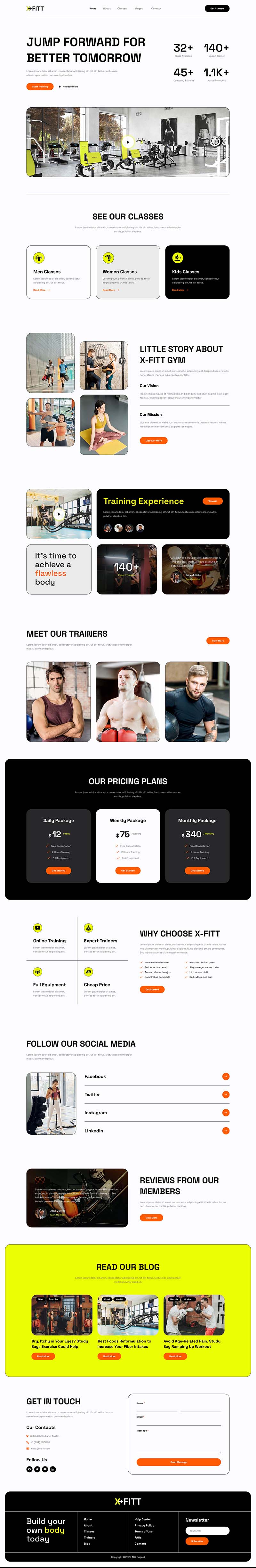 Home — X-Fitt - Personal Trainer & Gym Elementor Template